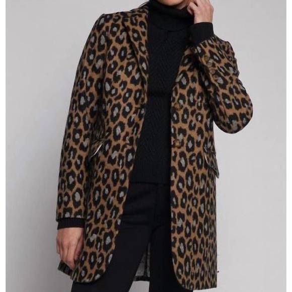 NEW VILAGALLO oxford coat in leopard knit jacquard - Picture 1 of 4